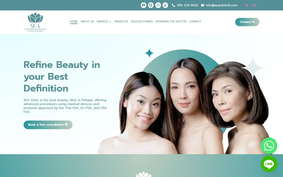 Screenshot of SEA Aesthetic & Wellness Clinic official website